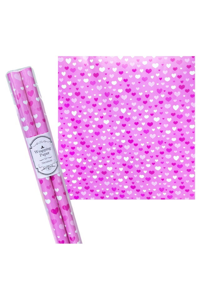 Electric Pink Hearts Wrapping Paper,Multi-Occasion Gifting - Image 1